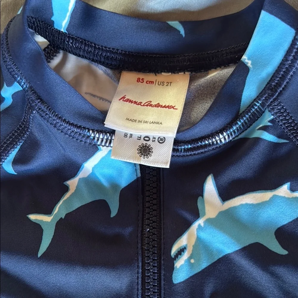 Hanna Andersson Blue Shark Pattern Rashguard - Picture 3 of 4